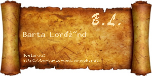 Barta Loránd névjegykártya